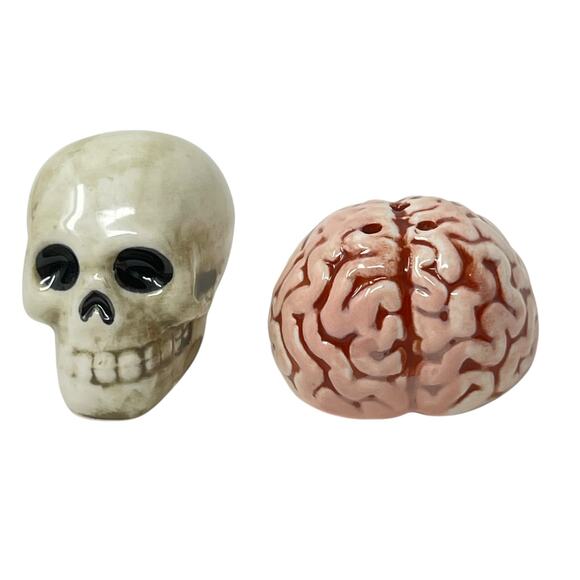 Skull and Brain Salt and Pepper Set - Picture 1 of 5
